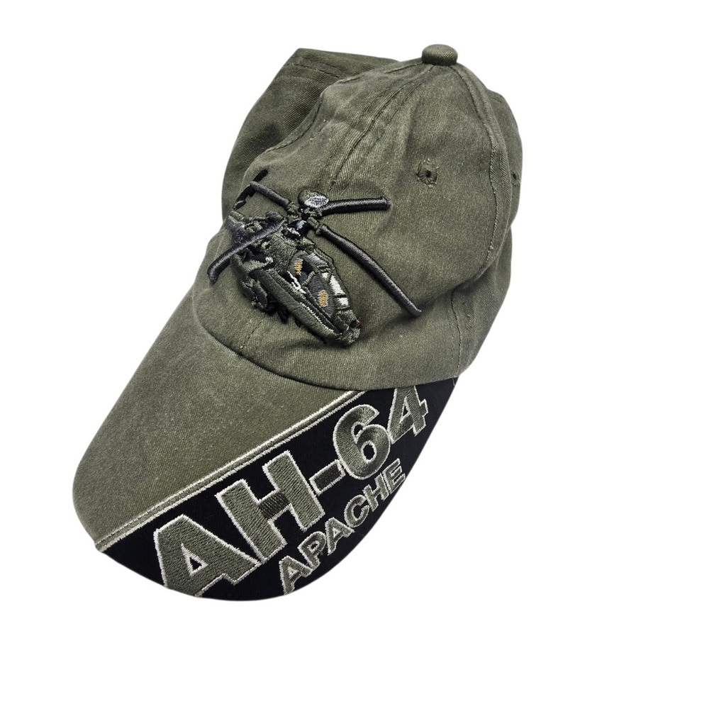 U.S Army AH-64‎ Apache Hat Cap Military Green Patch One Size Eagle Crest 5959